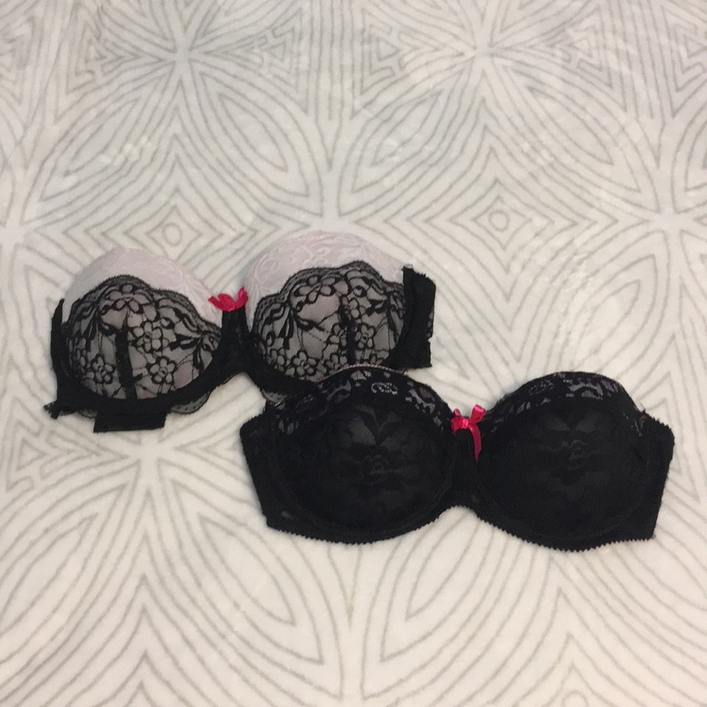Two strapless bras